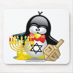 Hanukkah Penguin Mouse Pad