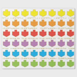 Hanukkah Personalise Giftwrap "Dreidel Colours" Wrapping Paper