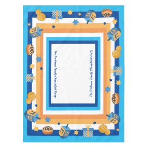 Hanukkah Personalised Dreidels Doughnuts & Stars Tablecloth