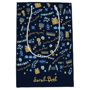 Hanukkah Personalised Menorah Dreidel Gift Bag