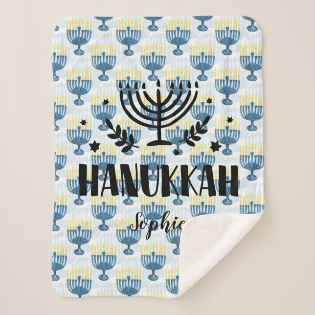 Hanukkah Personalised Sherpa Blanket (Front)