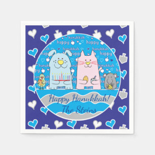 Hanukkah Pets Napkins Cocktail Personalise