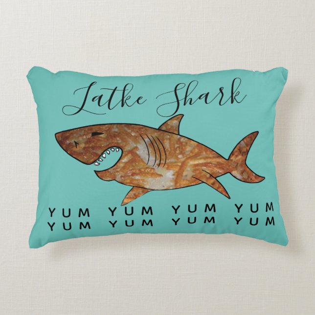Hanukkah Pillow Latke Shark (Front)