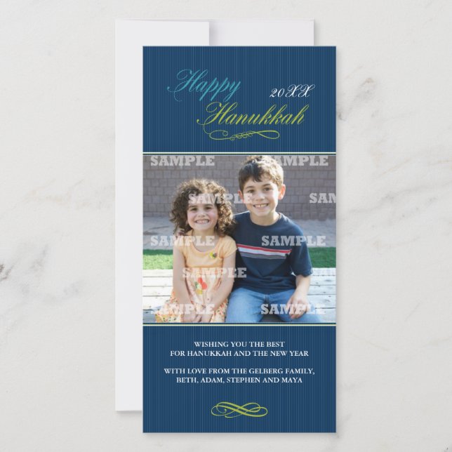 Hanukkah Pin Stripe Photo Card (Front)