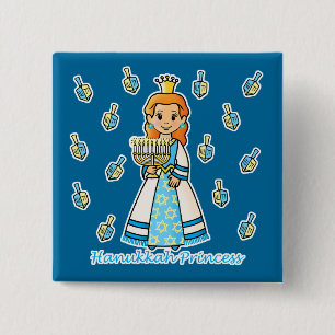 Hanukkah Princess 15 Cm Square Badge