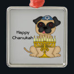 Hanukkah Pug Dog Metal Ornament<br><div class="desc">An adorable Chanukah gift for anyone who loves dogs & pugs!</div>