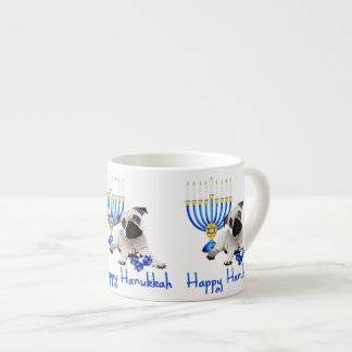Hanukkah Pug with Menorah and Dreidels Espresso Cup