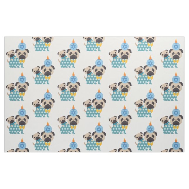 Hanukkah Pugs Fabric (Fat Quarter)