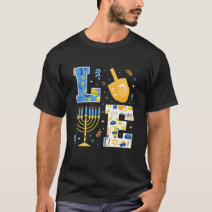 Hanukkah Pyjamas Love Decorations Dreidel Menorah T-Shirt