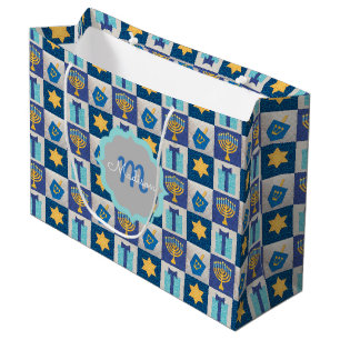 Hanukkah Quilt Personalised Large Gift Bag