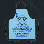 Hanukkah Quote Apron<br><div class="desc">A festive apron printed with the “A Candle Loses Nothing by Lighting Another Candle” quote,  designed for holiday cooking and hosting. Adds inspiration and style to every Hanukkah kitchen moment.</div>