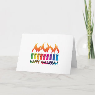 Hanukkah Rainbow Menorah Holiday Card