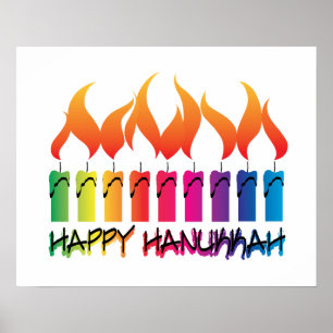 Hanukkah Rainbow Menorah Poster