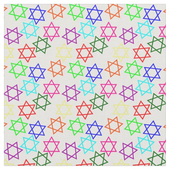 hanukkah rainbow star of david fabric (Close Up)