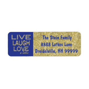 Hanukkah Return Labels Gold/Blue "Love a Latke"