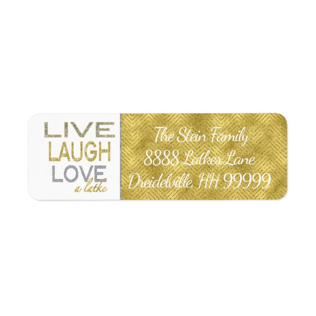 Hanukkah Return Labels Gold/Silver "Love a Latke" (Front)