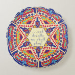 Hanukkah Round Pillow "Chanukah Paisley Dreidle"<br><div class="desc">Hanukkah Round 16" Pillow "Chanukah Paisley Dreidle Design" Two-sided pillow which comes in 3 fabric choices (price will change depending on choice of fabric.) Background colour can be replaced by choosing your favourite colour on back and front of the pillow. Personalise by deleting text on front and back and replacing...</div>