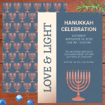 Hanukkah Rustic Menorah Festival Lights Elegant<br><div class="desc">Personalise these Hanukkah invitations with real foil accents for an elegant touch. The simple modern layout is grounded with a faux wood texture menorah at the bottom that brings in both traditional and rustic to your Hanukkah party invites. A side border of real rose gold foil on the left is...</div>