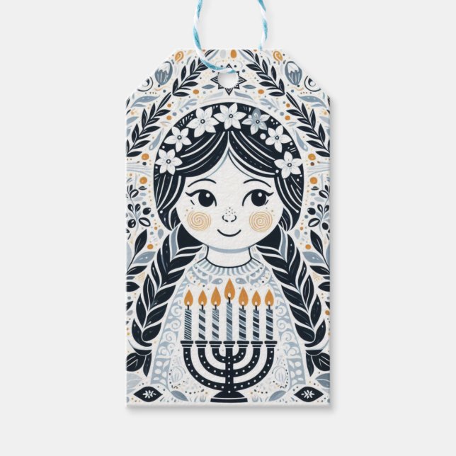 Hanukkah Sameach Elegance Gift Tags: A Touch of  Tags (Front)