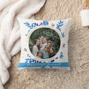 Hanukkah Sameach Simple Hanukkah family photo Cushion