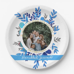 Hanukkah Sameach Simple Hanukkah family photo Paper Plate