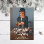 Hanukkah Sameach Star of David Photo Holiday Card<br><div class="desc">Hanukkah Sameach in fun hand-written style type; also available in foil print</div>