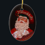 Hanukkah Santa Clause Oval Ornament<br><div class="desc">Santa Clause Is A Staple Of Christmas Every Where You Go,  Even In The Jewish Community. Although An Ornament Is A  Wonderful Addition To Any Tree,  An Ornament Can Be Hung In Any Area There Is Holiday Cheer.</div>
