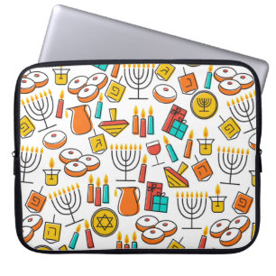 Hanukkah seamless pattern. Jewish Holiday Hanukkah Laptop Sleeve