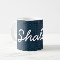 Hanukkah Shalom Start of David Blue White Mug