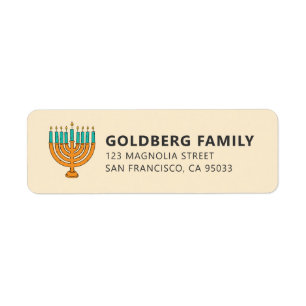 Hanukkah   Simple and Modern Candle Greeting Return Address Label