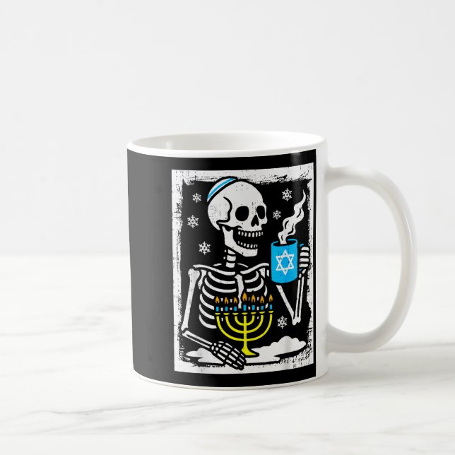 Hanukkah Skeleton Coffee Dreidel Jewish Menorah Ch Coffee Mug (Right)