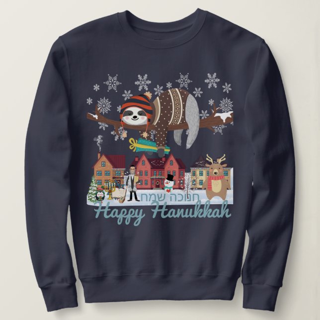 Hanukkah Sloth Sweatshirt (Design Front)