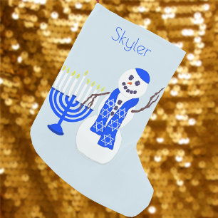 Hanukkah Snowman Chrismukkah For Kids Add A Name Small Christmas Stocking