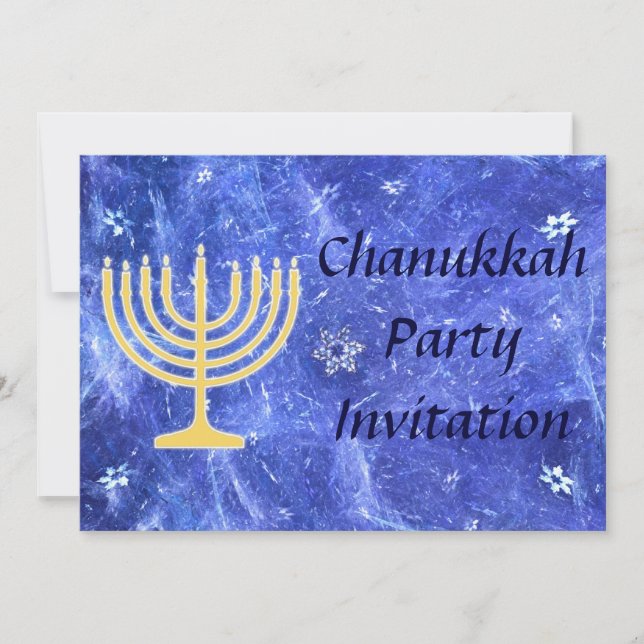 Hanukkah Snowstorm Menorah Invitation (Front)
