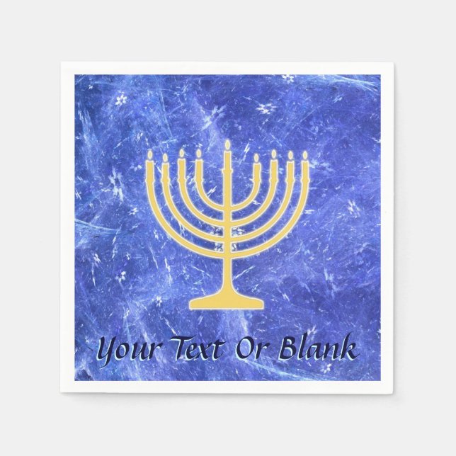 Hanukkah Snowstorm Menorah Napkin (Front)