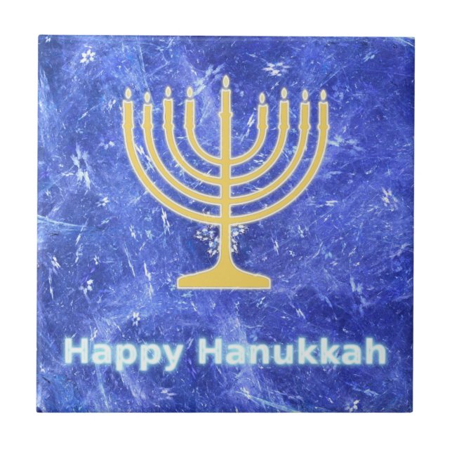 Hanukkah Snowstorm Menorah Tile (Front)