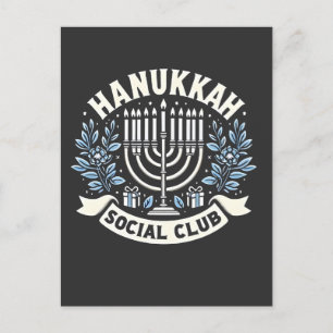 Hanukkah Social Club Funny Jewish Hanukkah  Invitation Postcard
