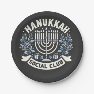 Hanukkah Social Club Funny Jewish Hanukkah Paper Plate
