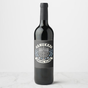 Hanukkah Social Club Funny Jewish Hanukkah Wine Label
