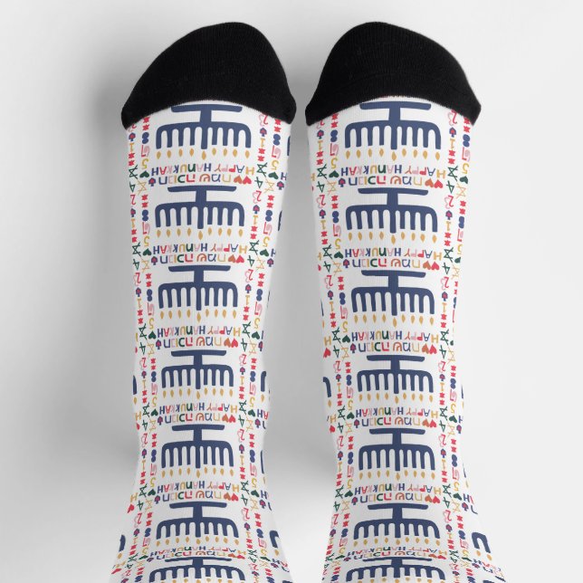 Hanukkah Socks "Menorah Happy" (Top)