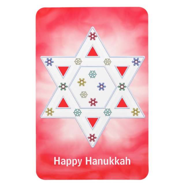 Hanukkah Star and Snowflakes Red Magnet (Vertical)