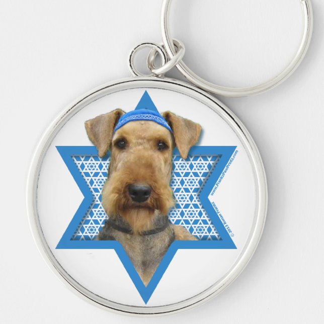 Hanukkah Star of David - Airedale Terrier Key Ring (Front)