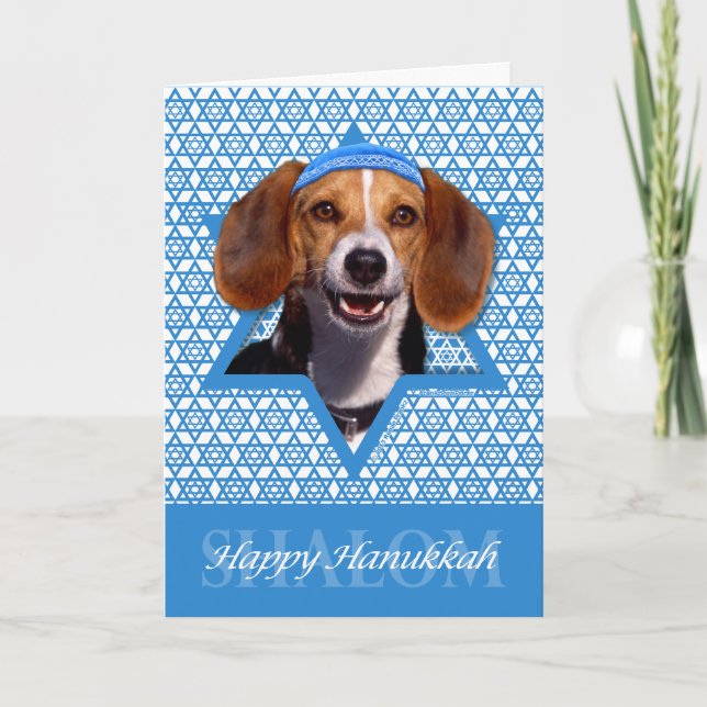 Hanukkah Star of David - Beagle Holiday Card (Front)