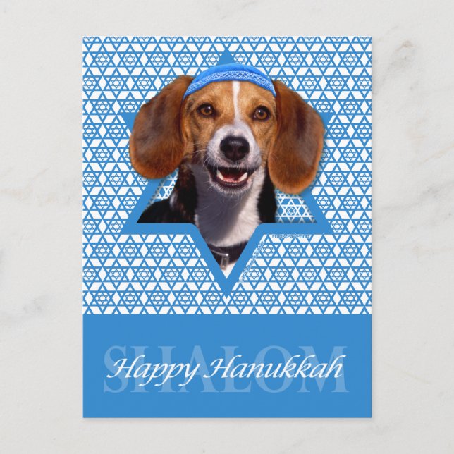 Hanukkah Star of David - Beagle Holiday Postcard (Front)