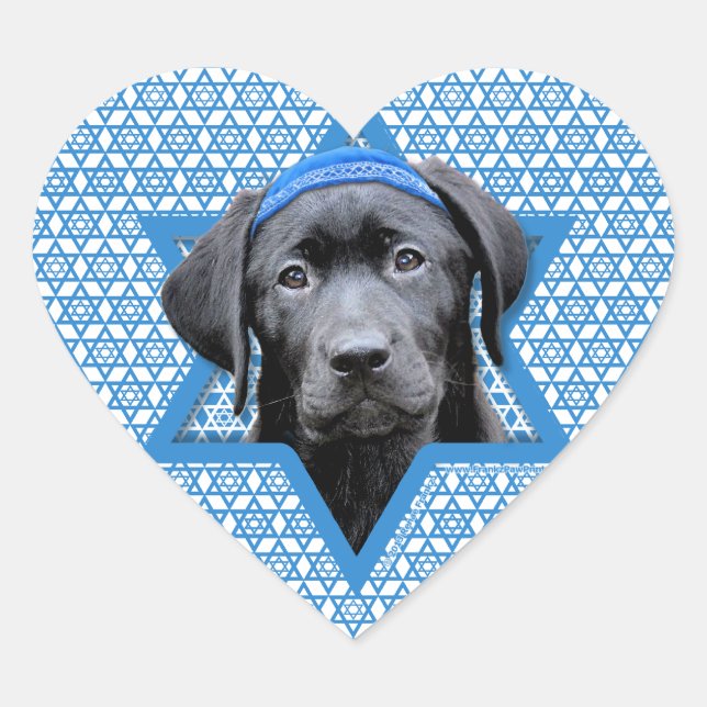Hanukkah Star of David - Black Labrador Heart Sticker (Front)