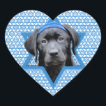 Hanukkah Star of David - Black Labrador Heart Sticker<br><div class="desc">What could make saying Happy Hanukkah more fun than having this Black Labrador Dog wearing a Yamaka surrounded by the Star of David. This whimsical holiday design will be sure to delight your friends and family as well as other animal lovers. This design is available in over 100 Dog Breeds....</div>