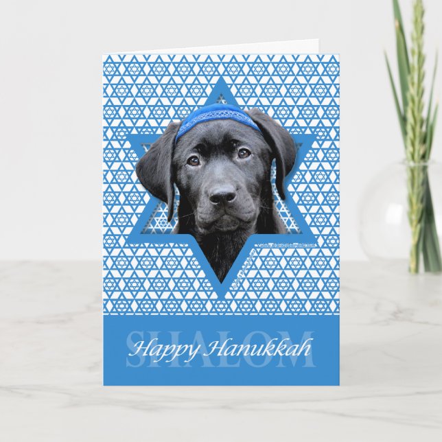 Hanukkah Star of David - Black Labrador Holiday Card (Front)