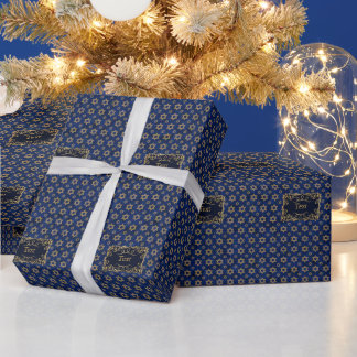 hanukkah star of david Blue & Gold Wrapping Paper