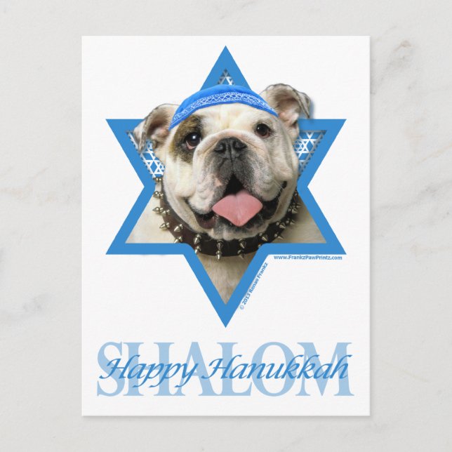 Hanukkah Star of David - Bulldog Holiday Postcard (Front)