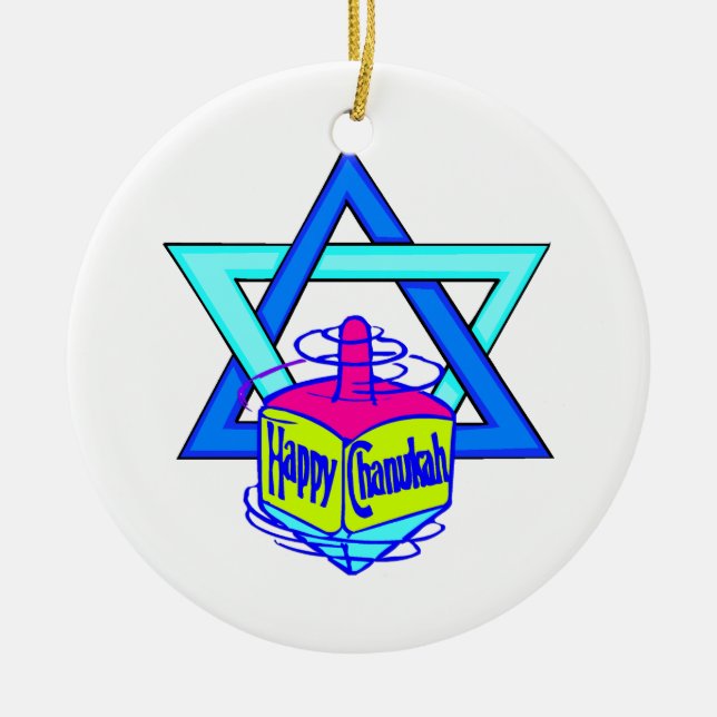 Hanukkah Star of David Ceramic Ornament (Front)